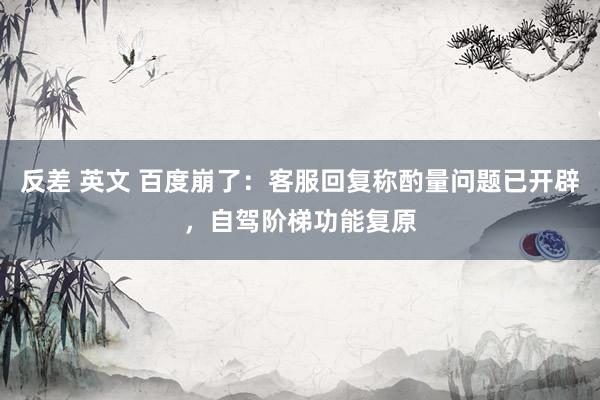 反差 英文 百度崩了:客服回复称酌量问题已开辟,自驾阶梯功能复原