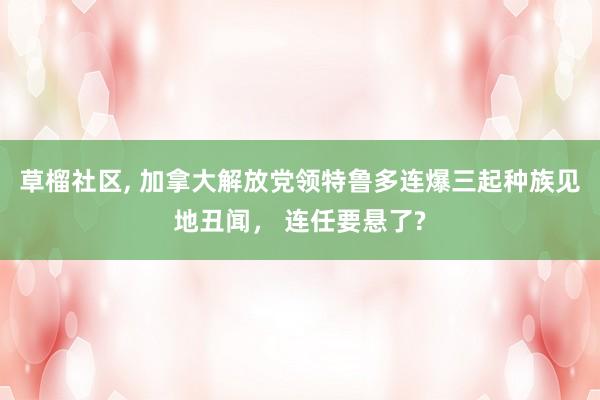 草榴社区, 加拿大解放党领特鲁多连爆三起种族见地丑闻， 连任要悬了?