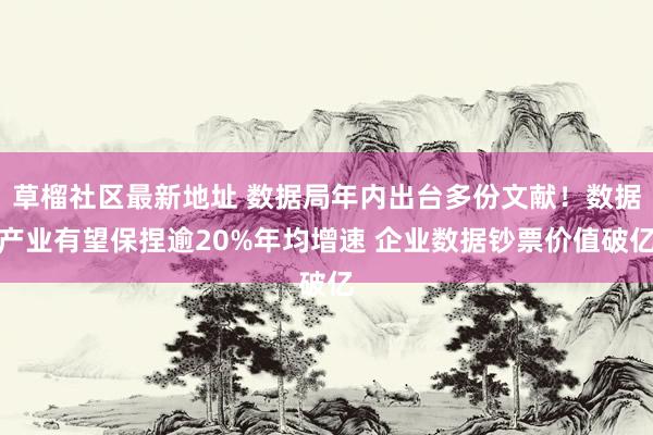 草榴社区最新地址 数据局年内出台多份文献！数据产业有望保捏逾20%年均增速 企业数据钞票价值破亿