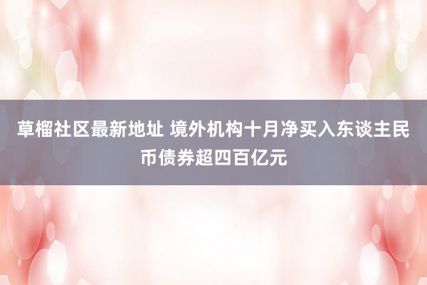 草榴社区最新地址 境外机构十月净买入东谈主民币债券超四百亿元