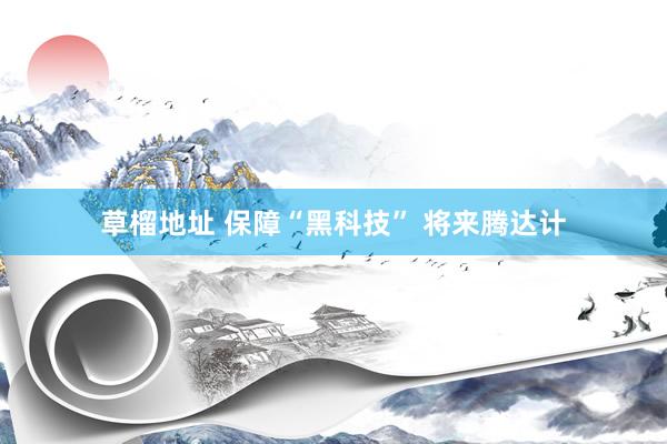 草榴地址 保障“黑科技” 将来腾达计