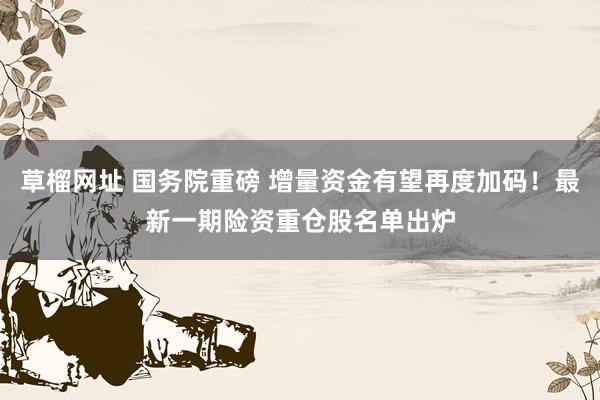 草榴网址 国务院重磅 增量资金有望再度加码！最新一期险资重仓股名单出炉