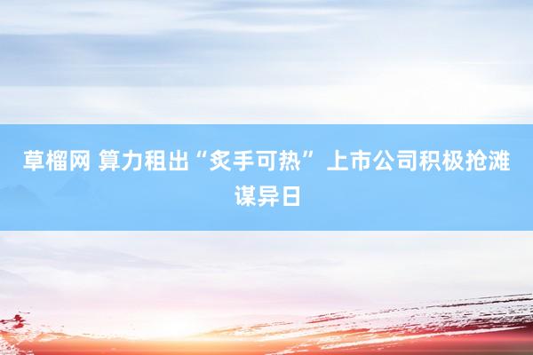 草榴网 算力租出“炙手可热” 上市公司积极抢滩谋异日