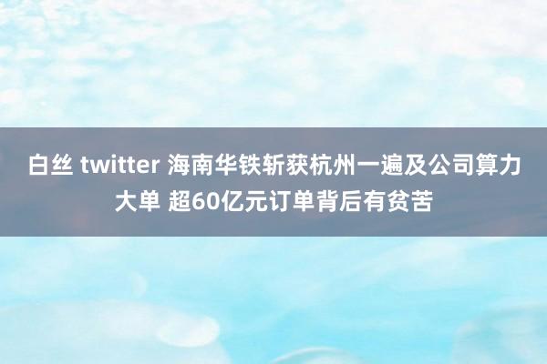 白丝 twitter 海南华铁斩获杭州一遍及公司算力大单 超60亿元订单背后有贫苦