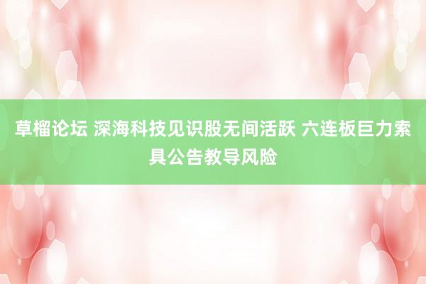 草榴论坛 深海科技见识股无间活跃 六连板巨力索具公告教导风险