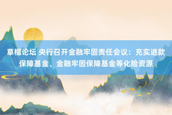 草榴论坛 央行召开金融牢固责任会议：充实进款保障基金、金融牢固保障基金等化险资源